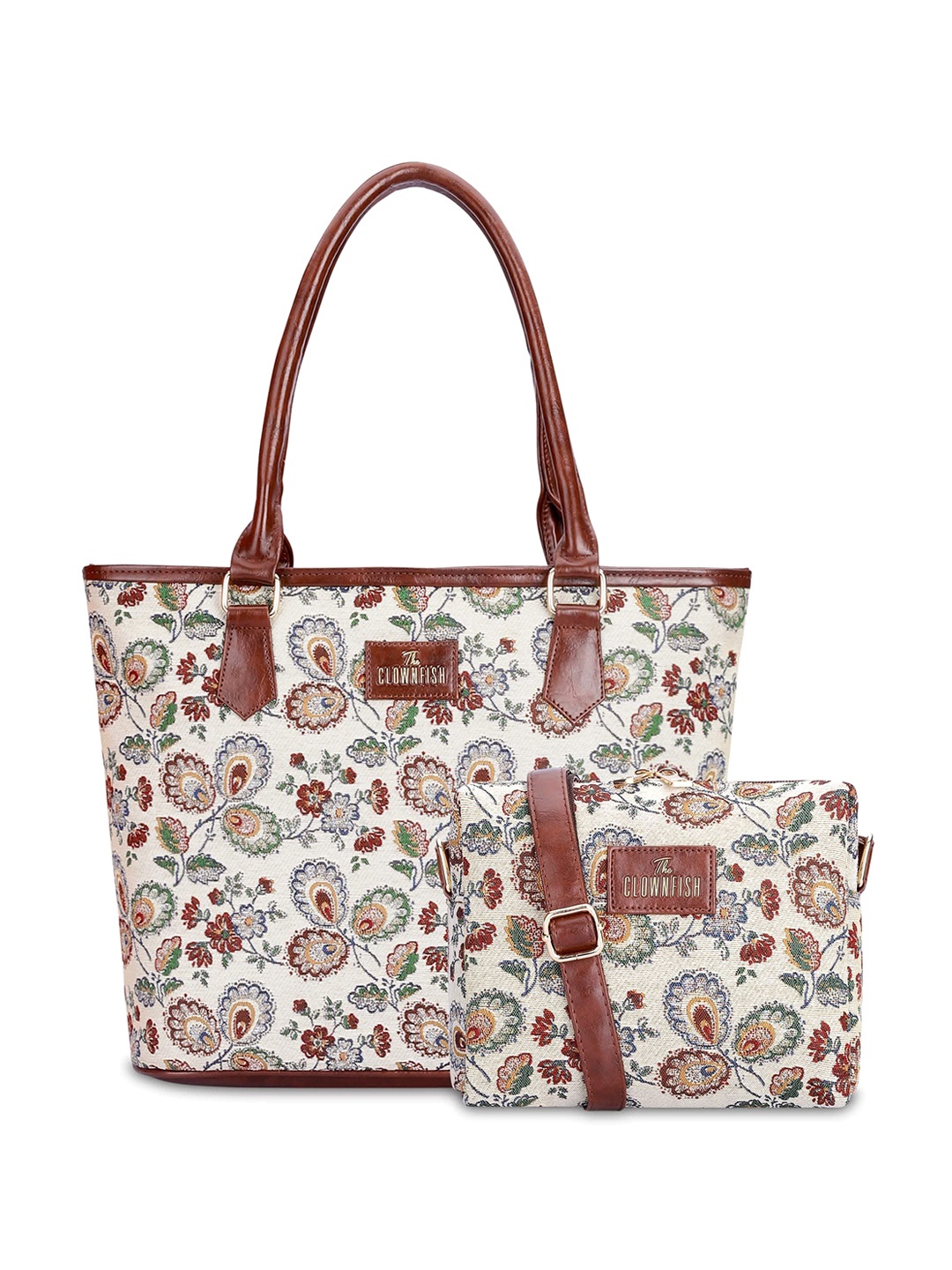 

THE CLOWNFISH Pack Of 2 Printed Shoulder Bag & Sling Bag, Brown
