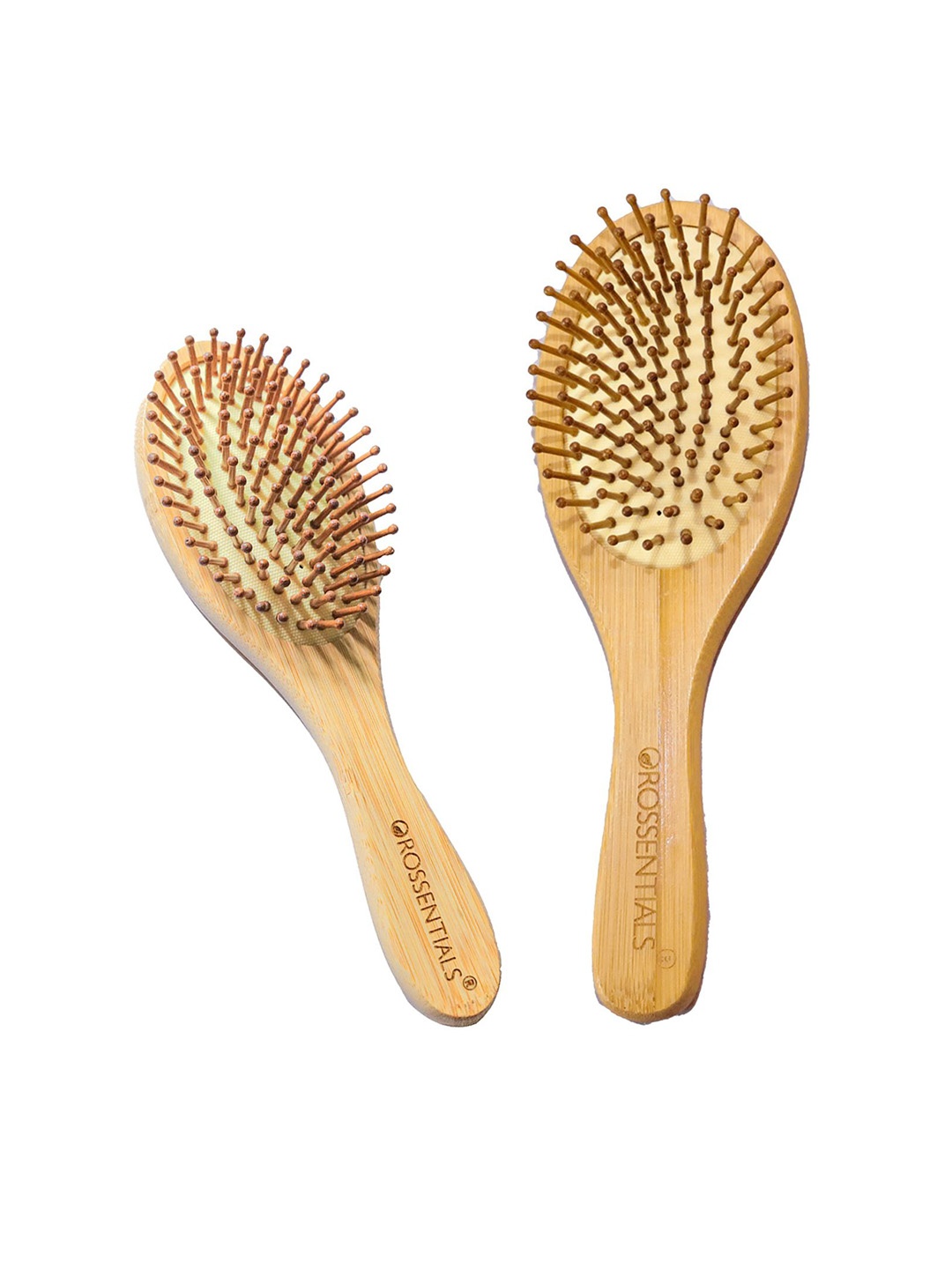 

OROSSENTIALS Set Of 2 Wooden Hair Brush, Brown