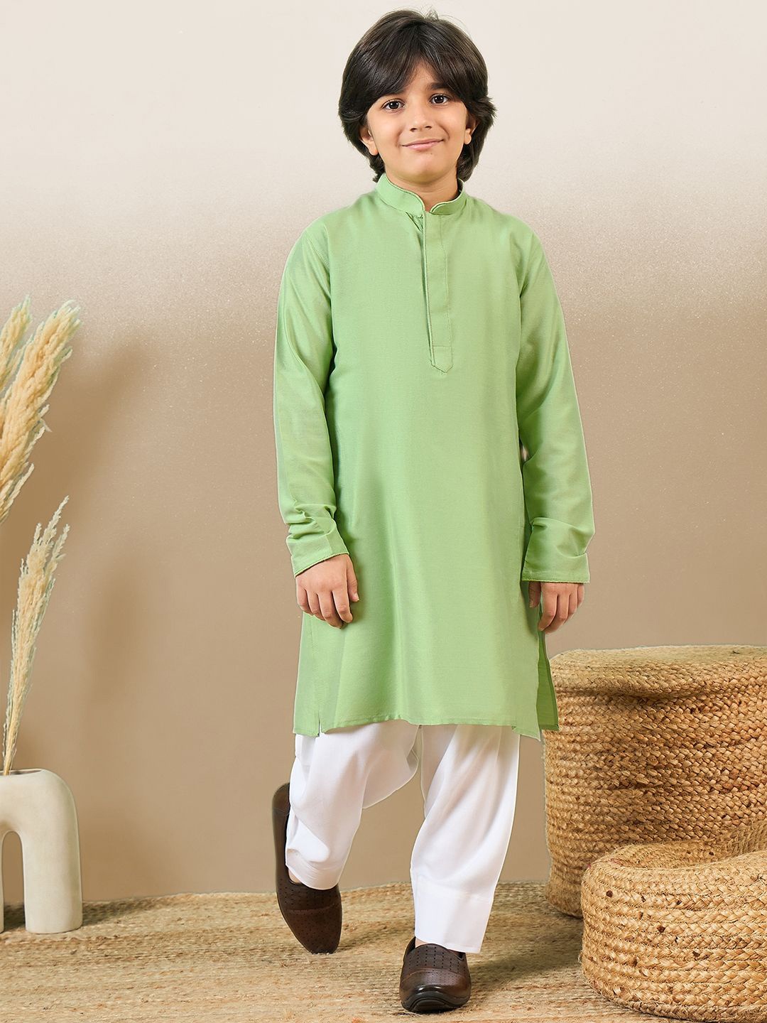 

YK Boys Regular Kurta with Patiala, Green