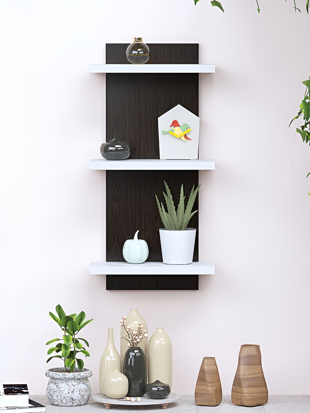 

RANDOM White & Black Multipurpose Stand Engineered Wood Wall Shelf