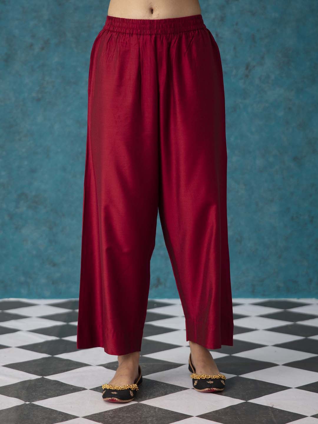 

Likha Women Solid Palazzos, Maroon