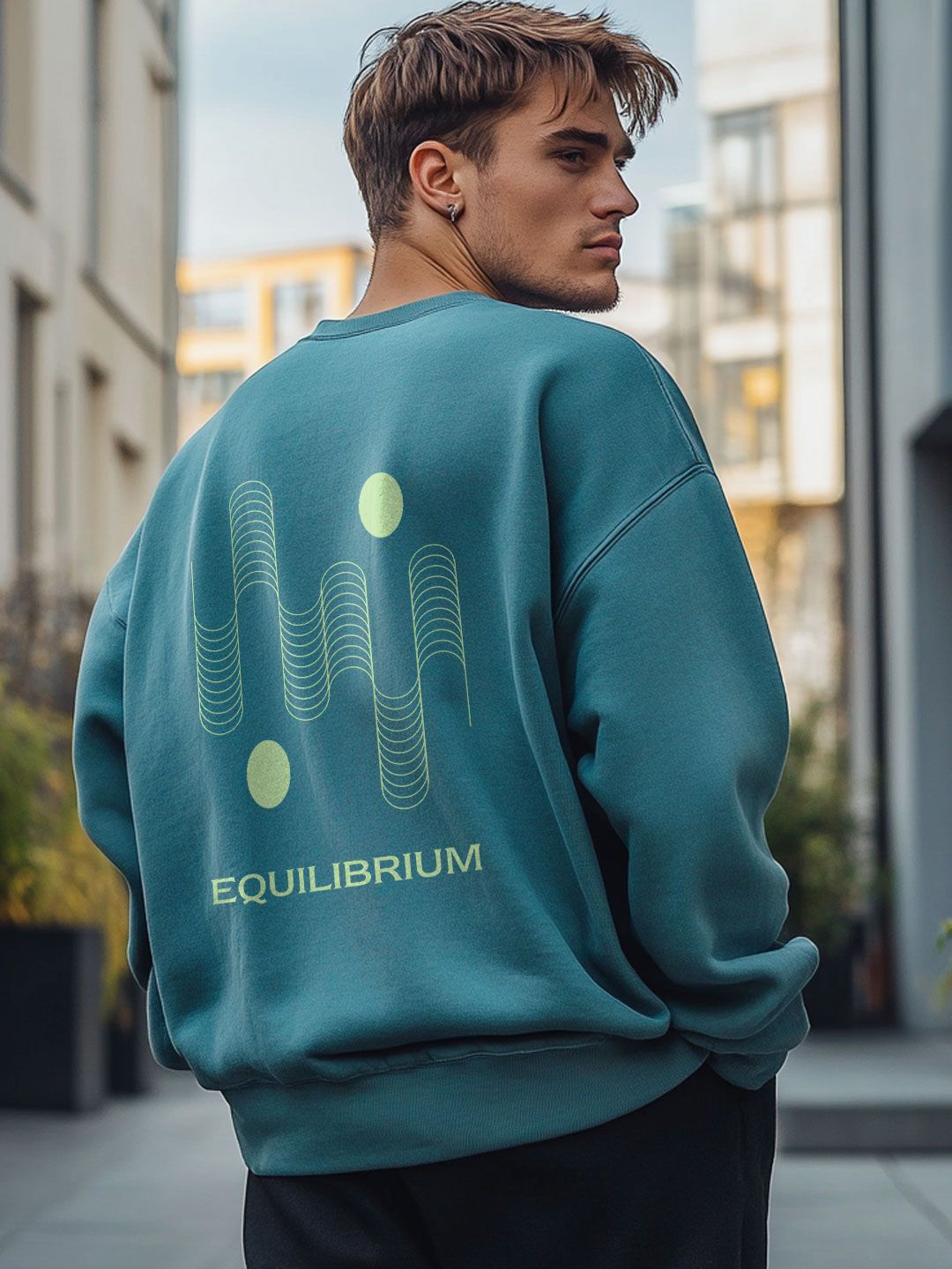 

NOBERO Oversized Back Printed Sweatshirt, Blue
