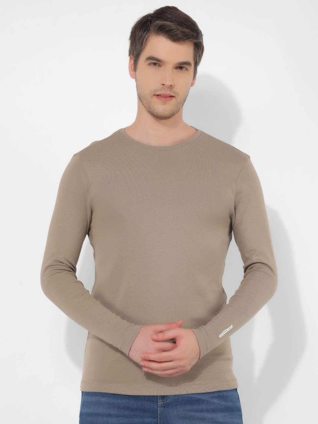 

Numero Uno Men Solid Round Neck Cotton Slim Fit T-shirt, Brown