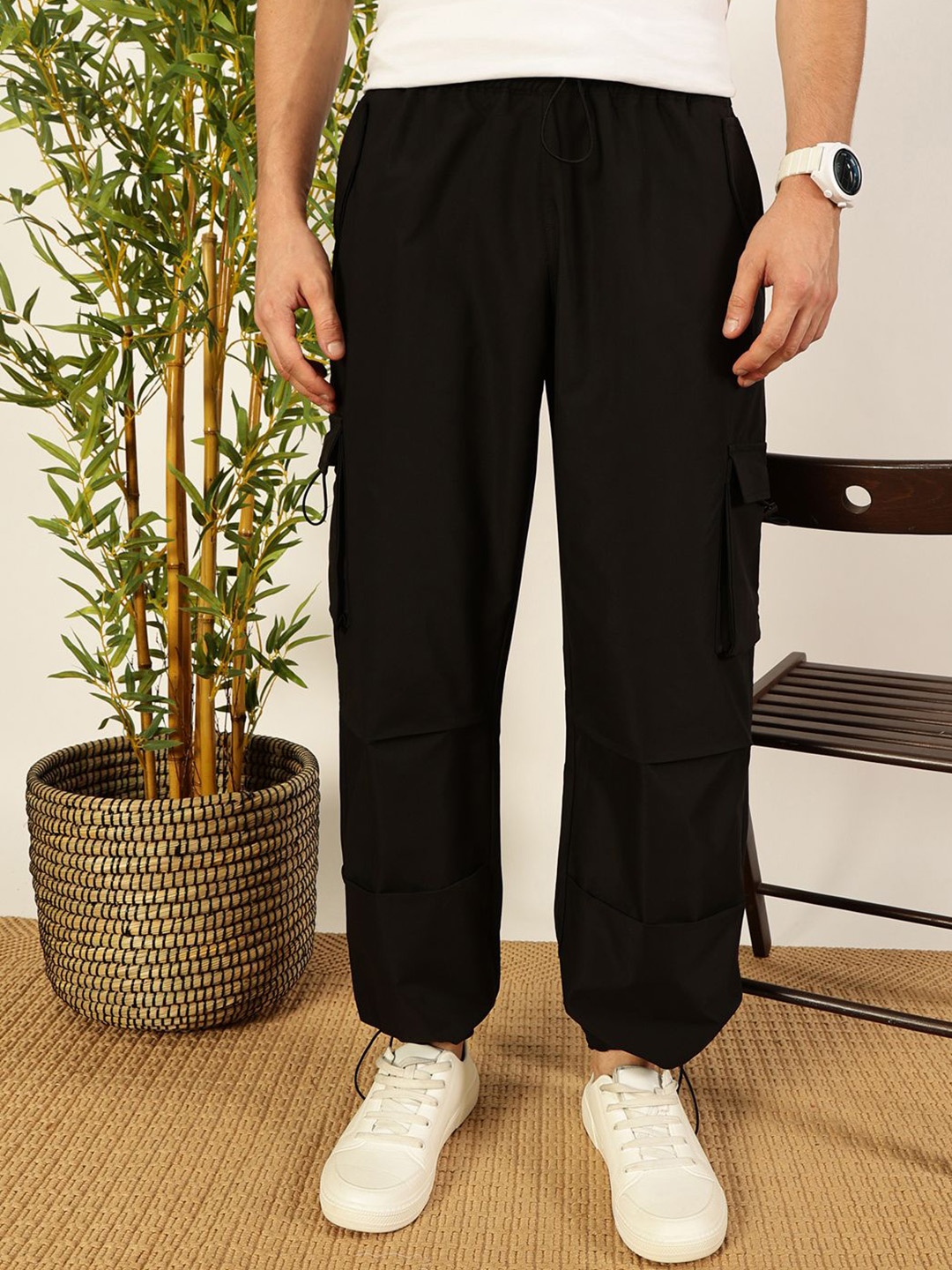

Mast & Harbour Men Smart Loose Fit Joggers Trousers, Black