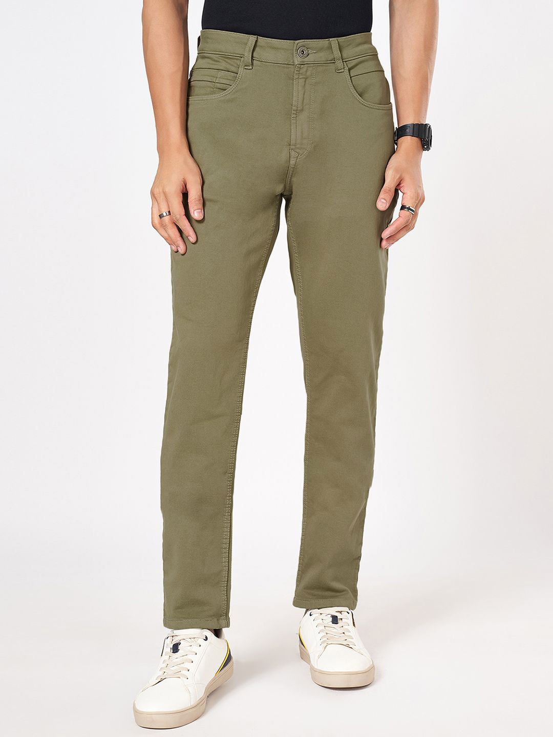 

SF JEANS by Pantaloons Men Mid-Rise Slim Fit Jeans, Olive