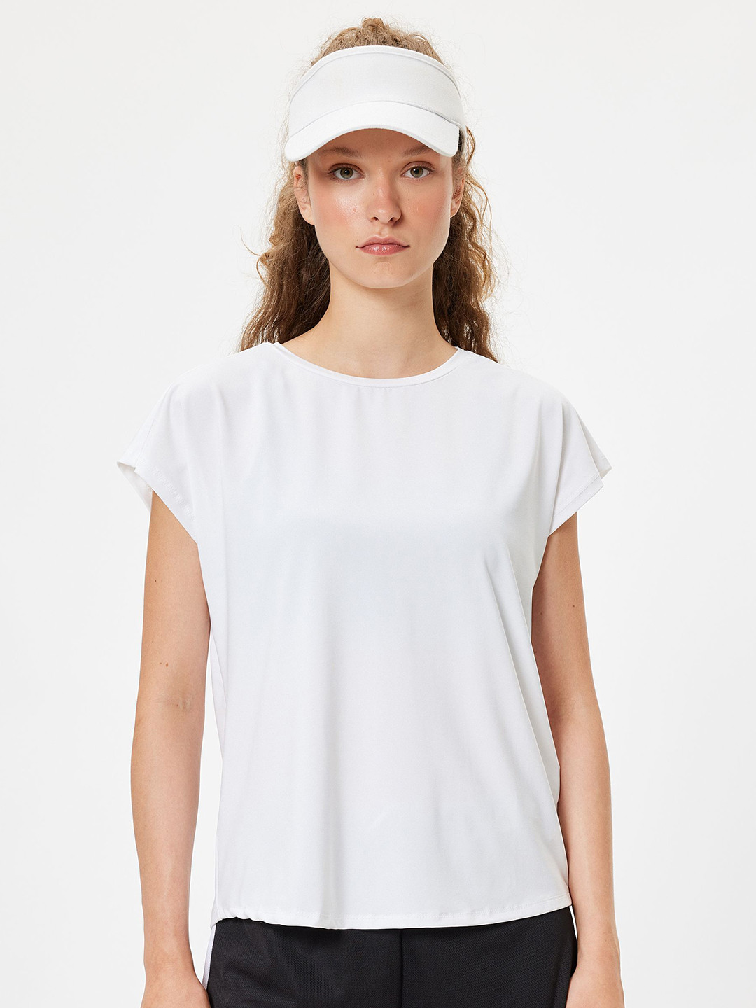 

Koton Women Solid High Neck Oversized T-shirt, White