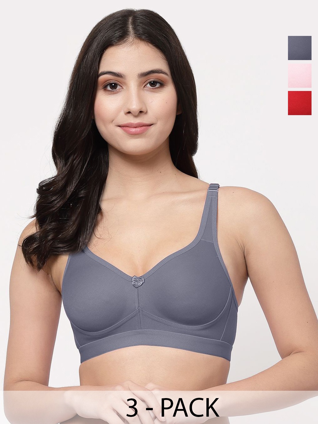 

College Girl Pack of 3 Full Coverage Lightly Padded Bra, Pink