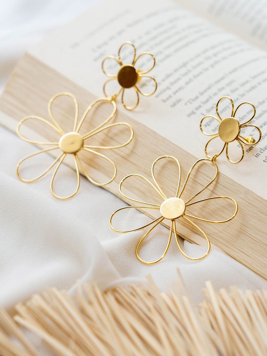 

ROYAL PITARAH Gold Plated Contemporary Drop Earrings
