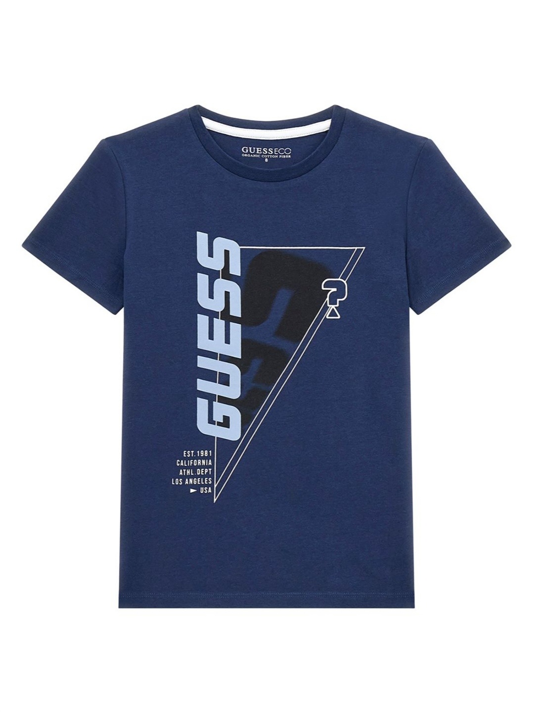 

GUESS kids Boys Typography Printed Round Neck Cotton T-shirt, Navy blue