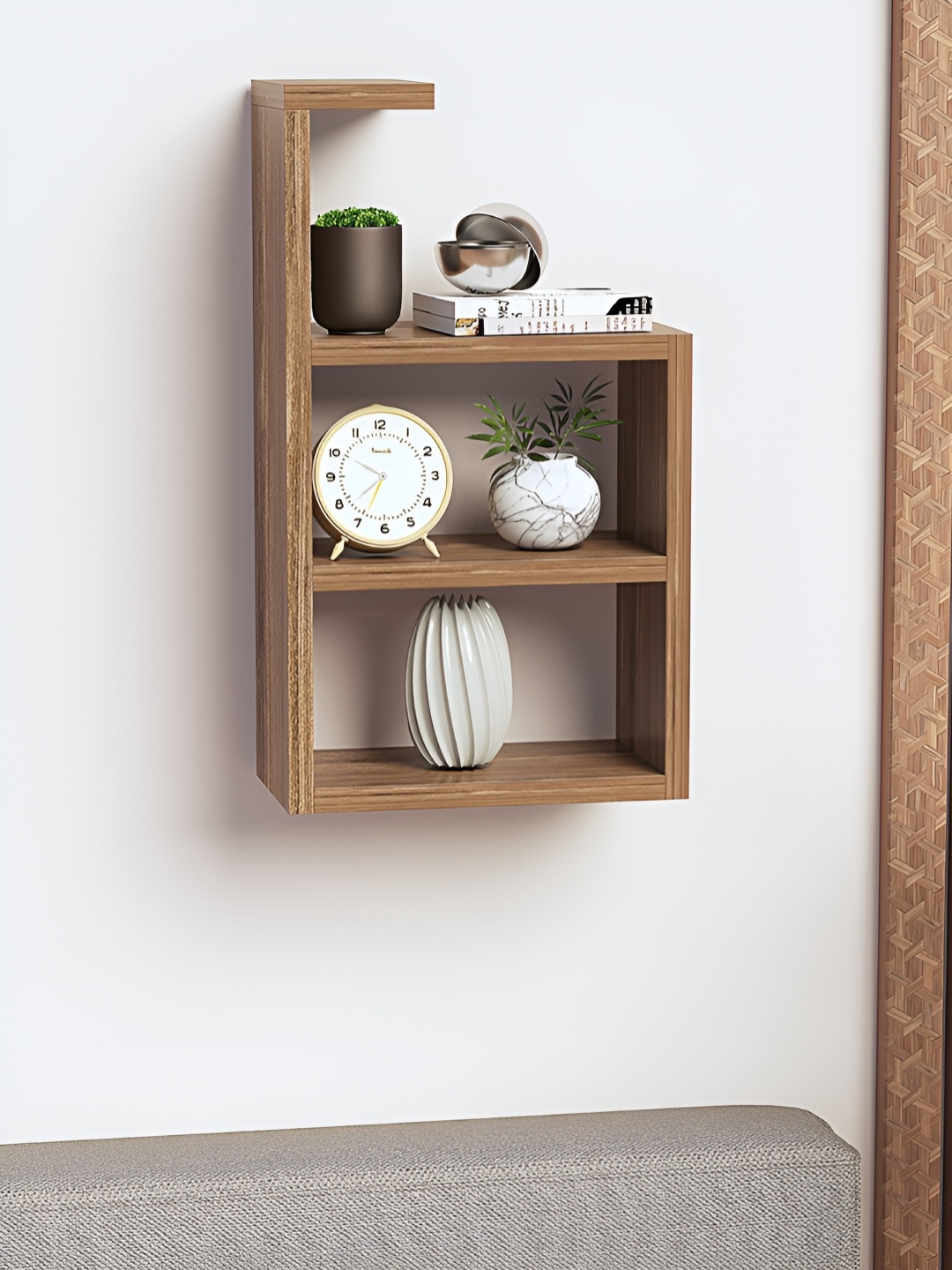 

RANDOM Brown Engineered Wood Multipurpose Storage Wall Shelf