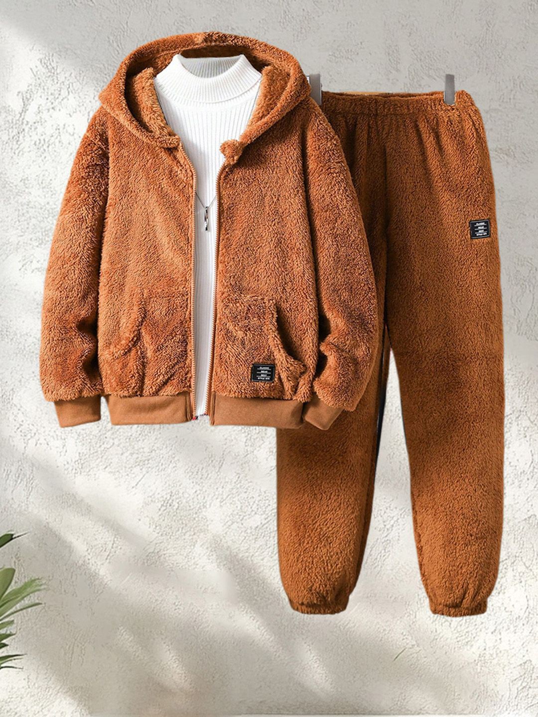 

INCLUD Boys Hooded Long Sleeves Coat With Trousers, Brown