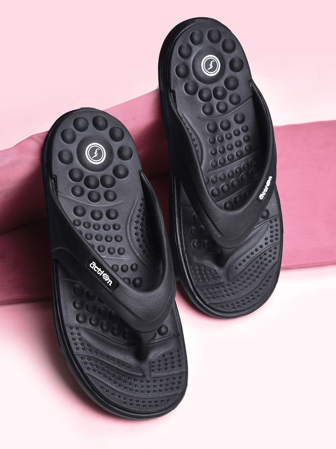 

Action Men Rubber Thong Flip-Flops, Black