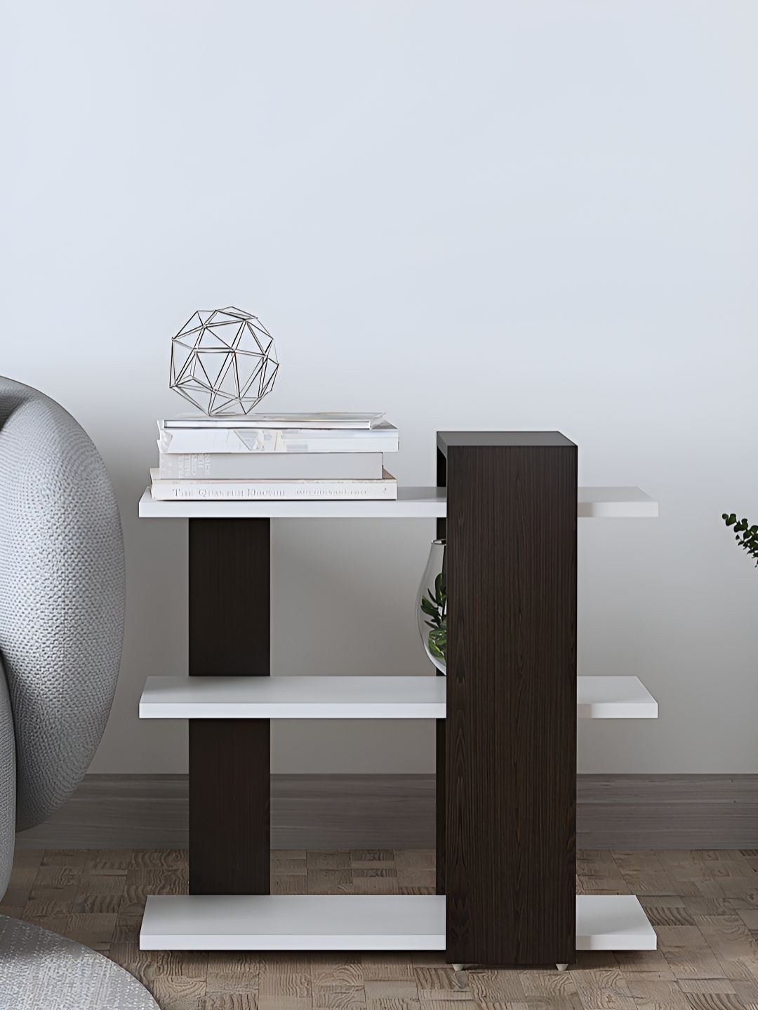 

RANDOM White & Black Engineered Wood Wall Shelf