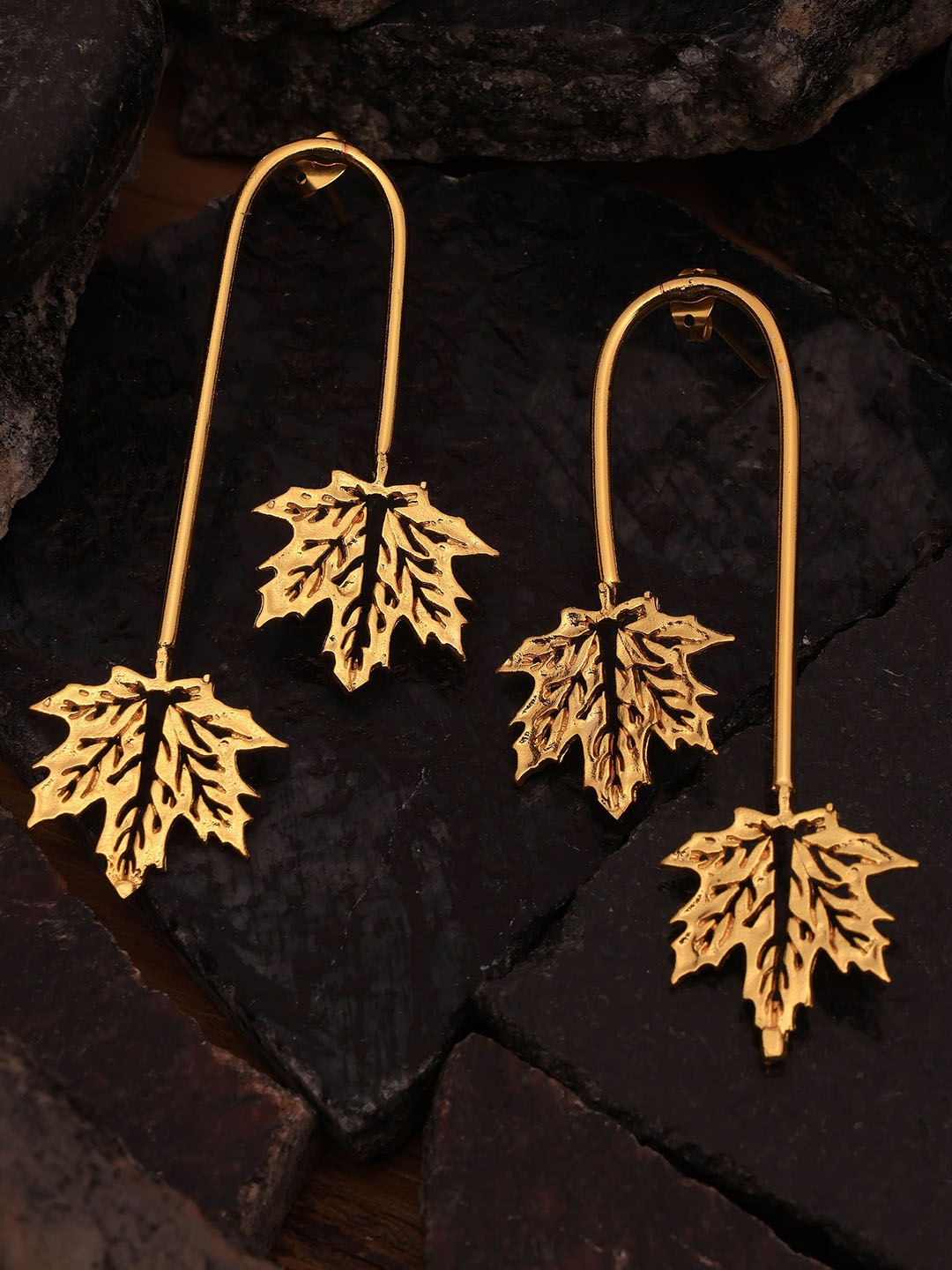 

ROYAL PITARAH Gold-Plated Contemporary Drop Earrings