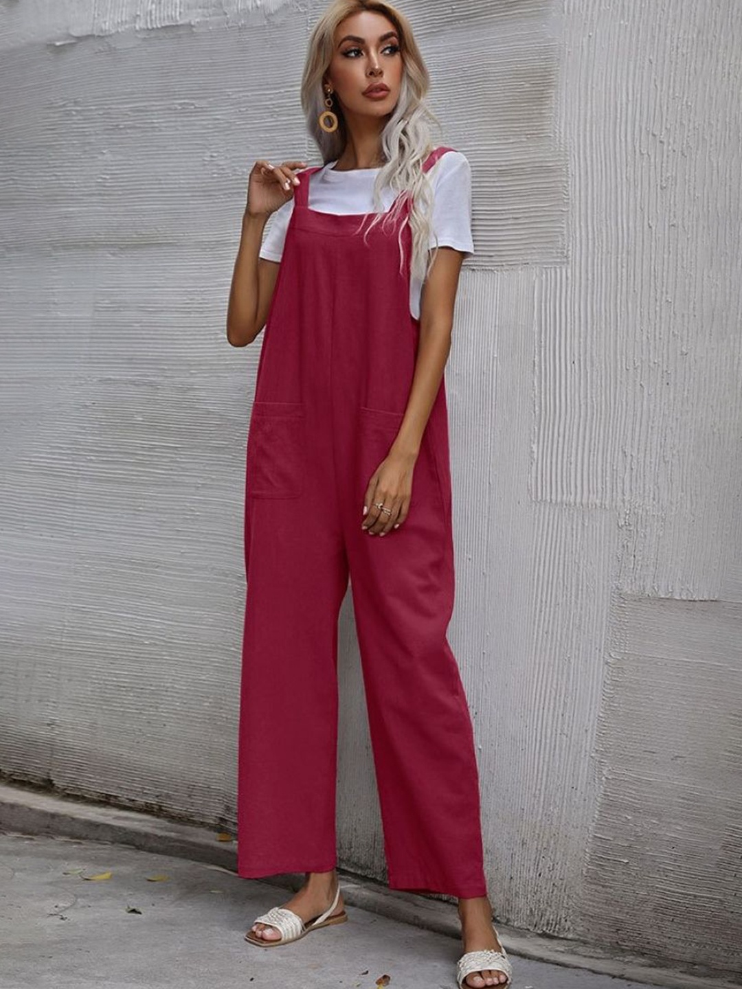 

StyleCast Women Square Neck Basic Jumpsuit, Burgundy