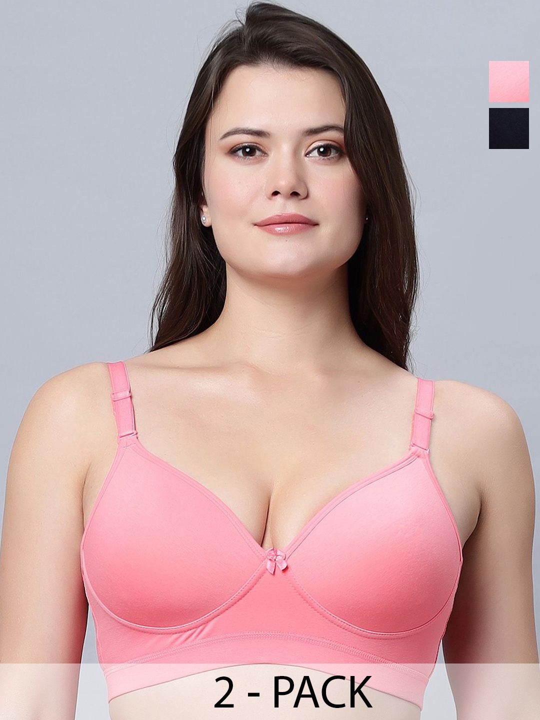 

In Care Women Pack of 2 Full Coverage Heavily Padded Push-up Bra, Black