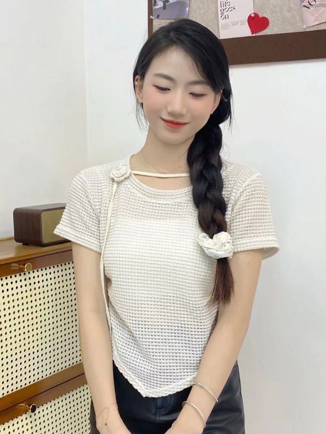 

StyleCast Women Self Design Round Neck Top, White