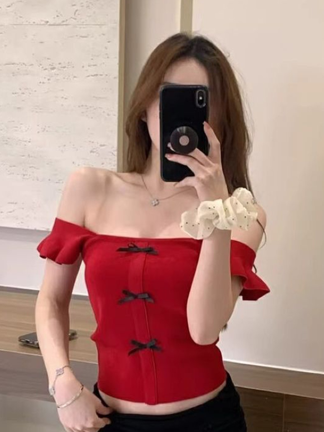 

StyleCast Women Solid Off-Shoulder Top, Red