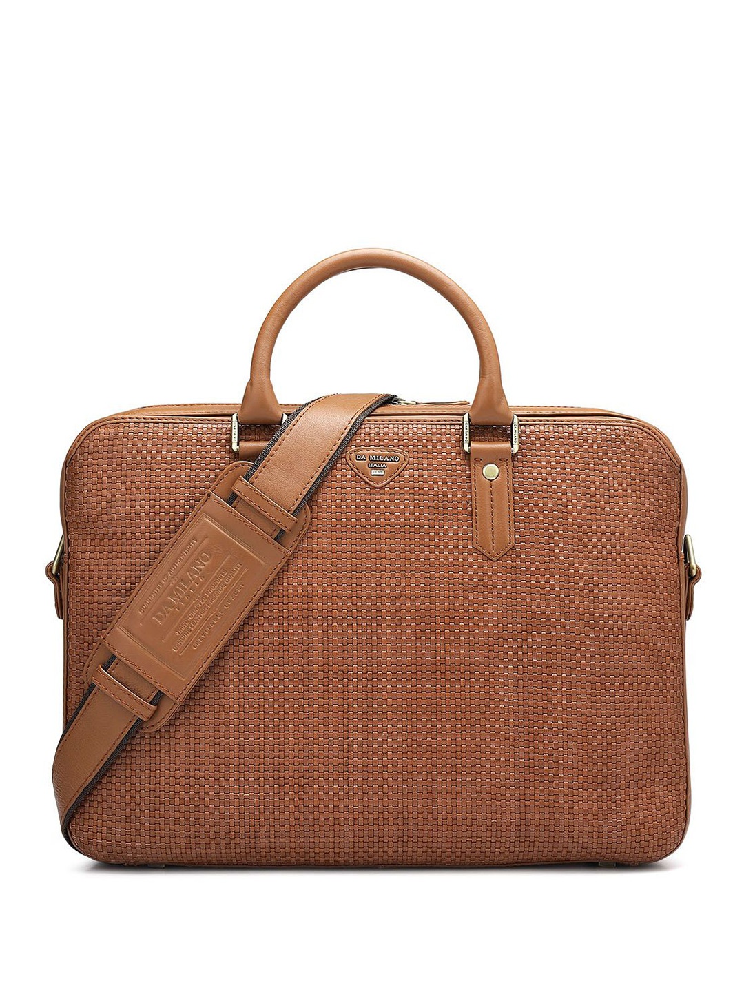 

Da Milano Unisex Textured Leather Laptop Bag, Brown