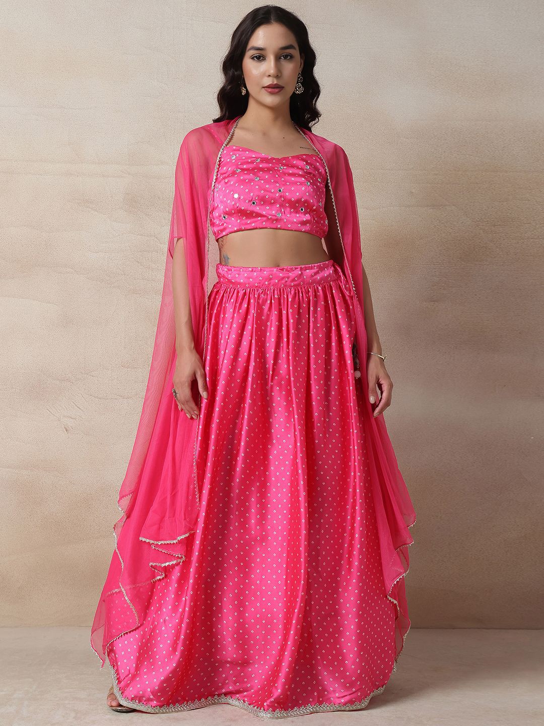 

INDYA Printed Lehenga Choli, Pink