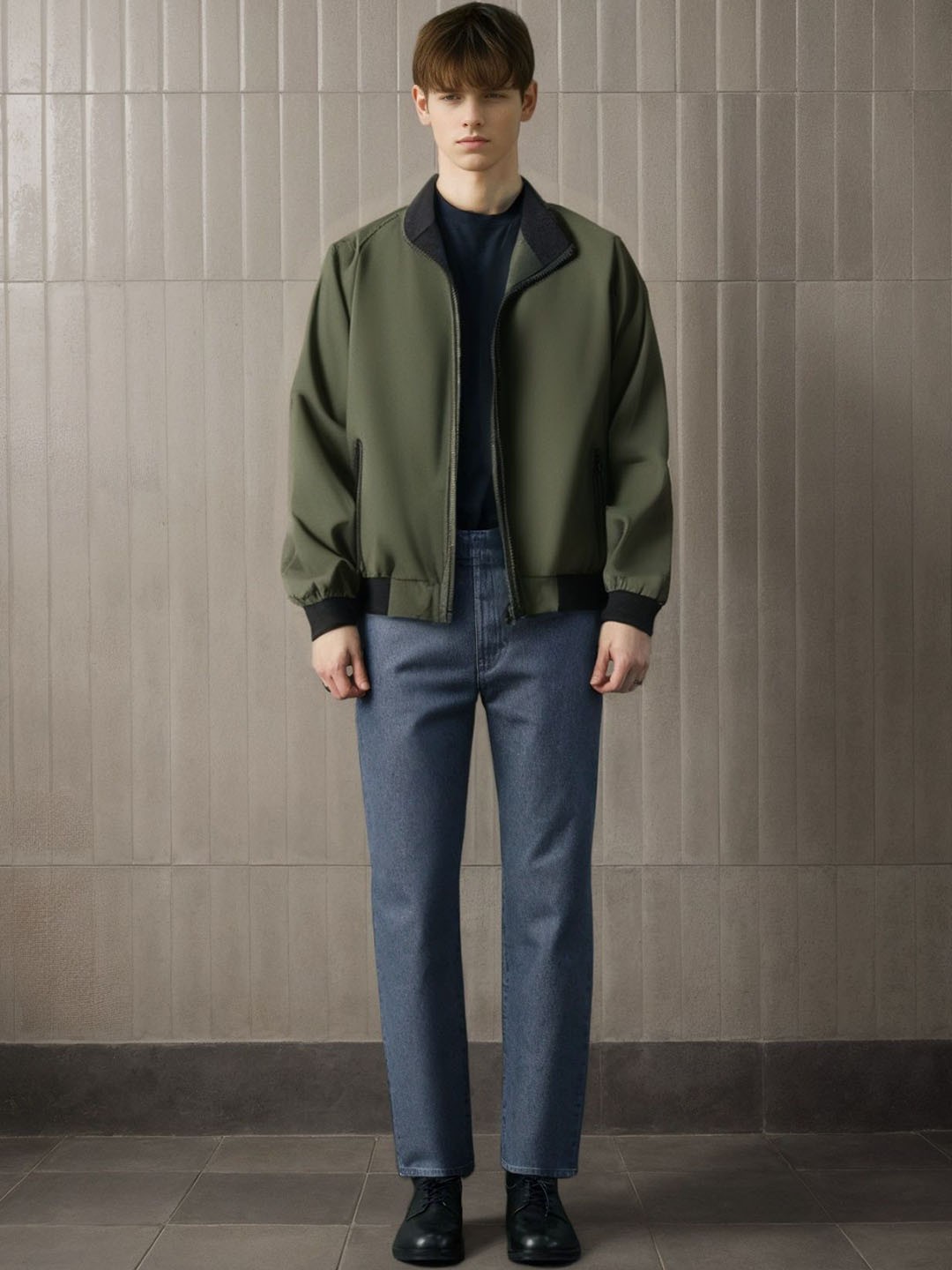

StyleCast x Revolte Men Stand Collar Tailored Jacket, Green