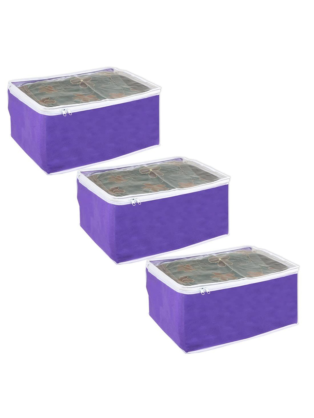 

prettykrafts Purple & White 3 Pieces Saree Covers Organisers