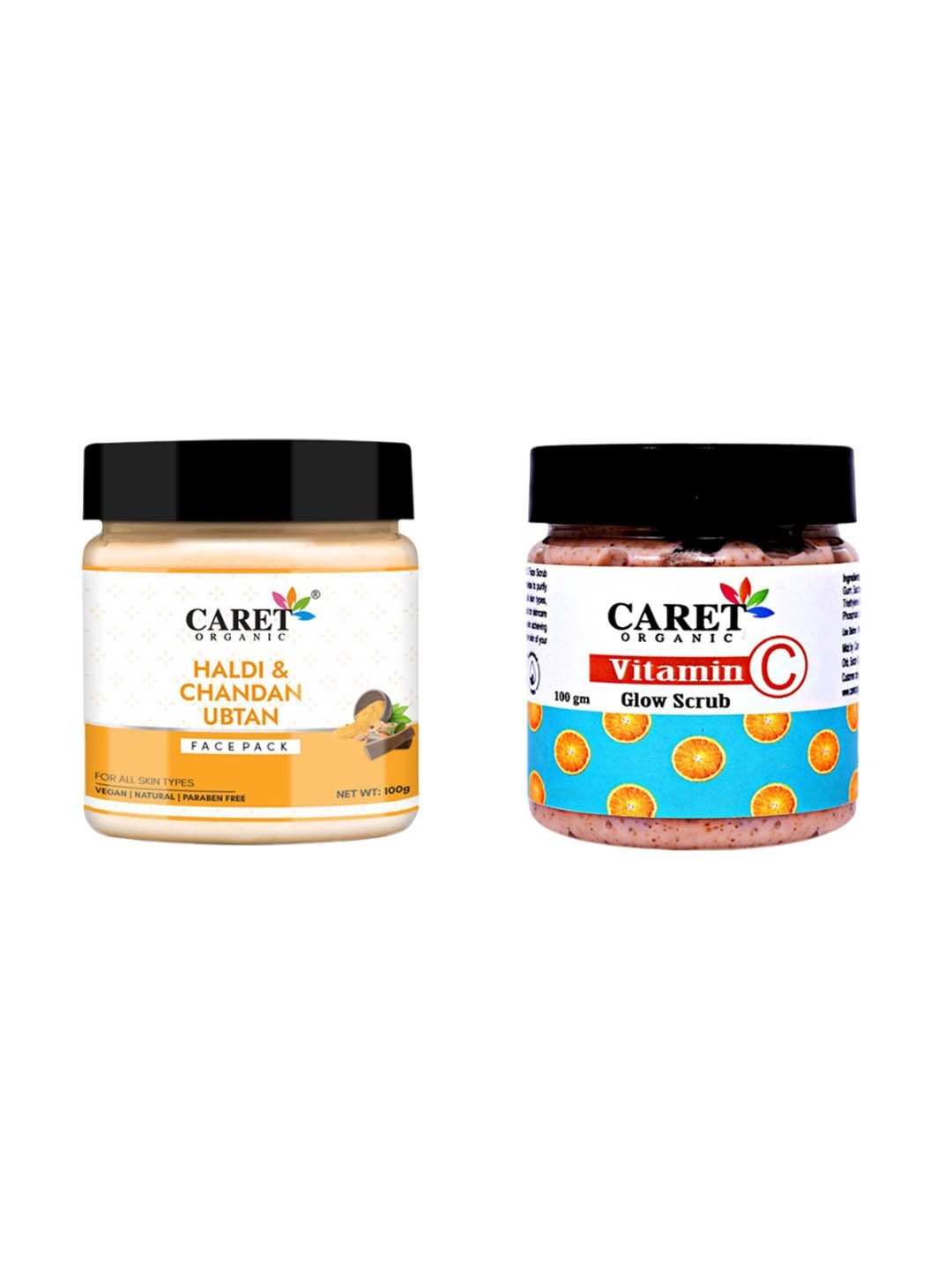 

CARET ORGANIC Ubtan Face Pack & Vitamin C Glow Scrub Combo - 100 g Each, White