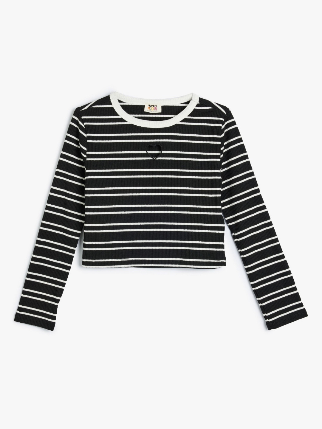 

Koton Girls Striped Round Neck T-shirt, Black