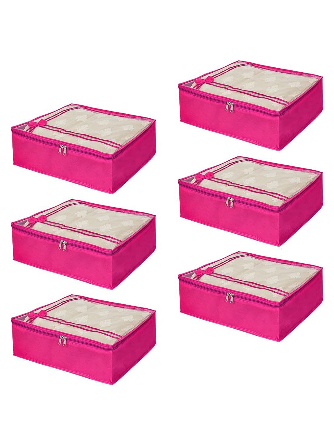 

prettykrafts Pink 6 Pieces Saree Covers Drawer Organiser