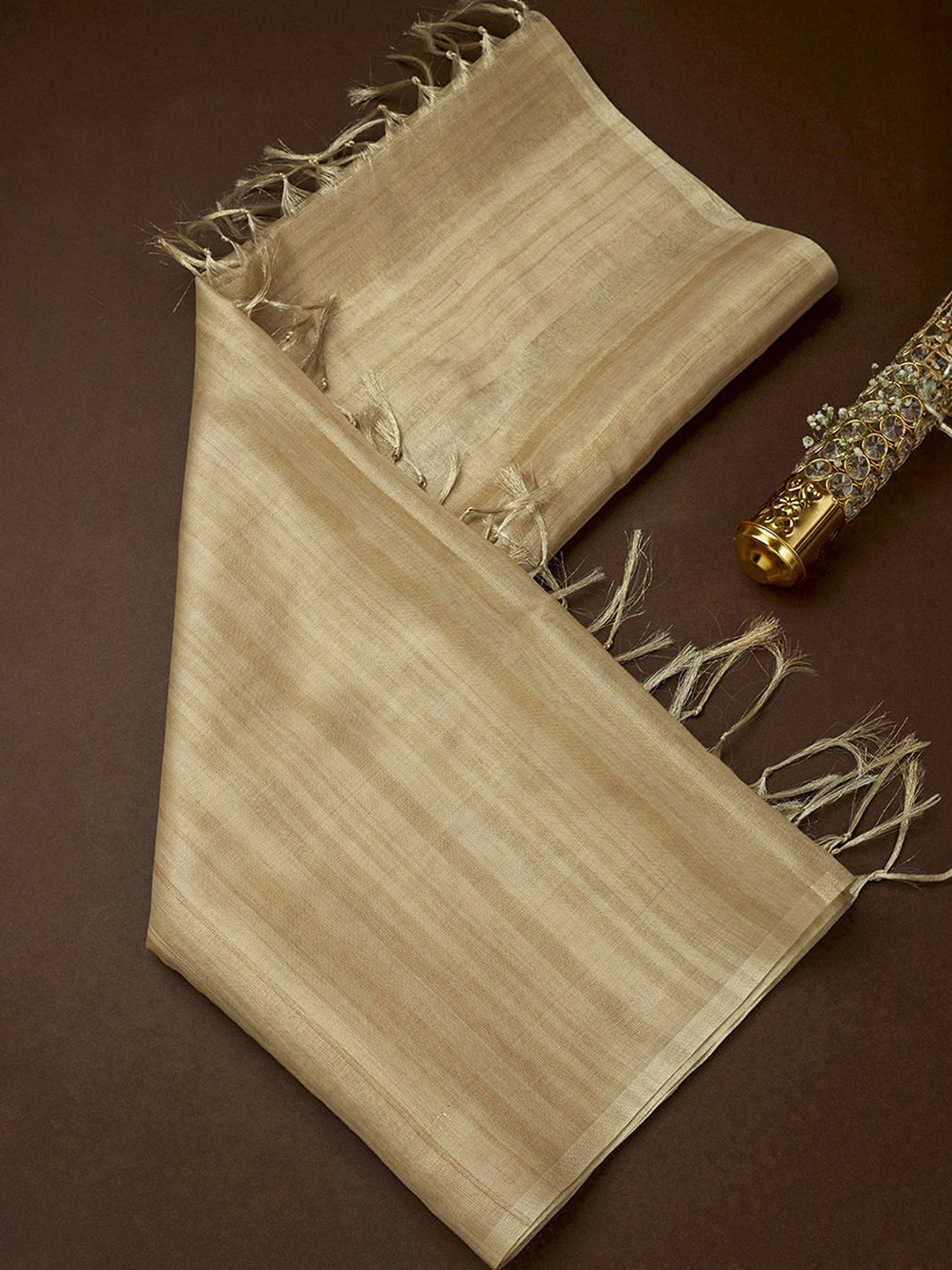 

Soch Beige Striped Tasselled Dupatta