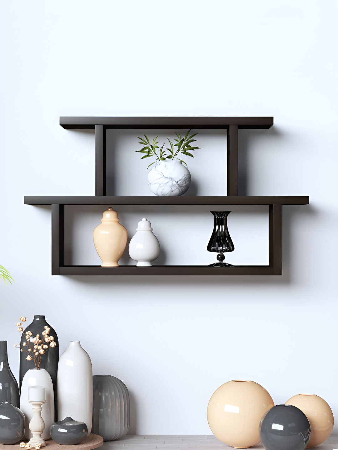 

RANDOM Black Engineered Wood Multipurpose Storage Wall Shelf