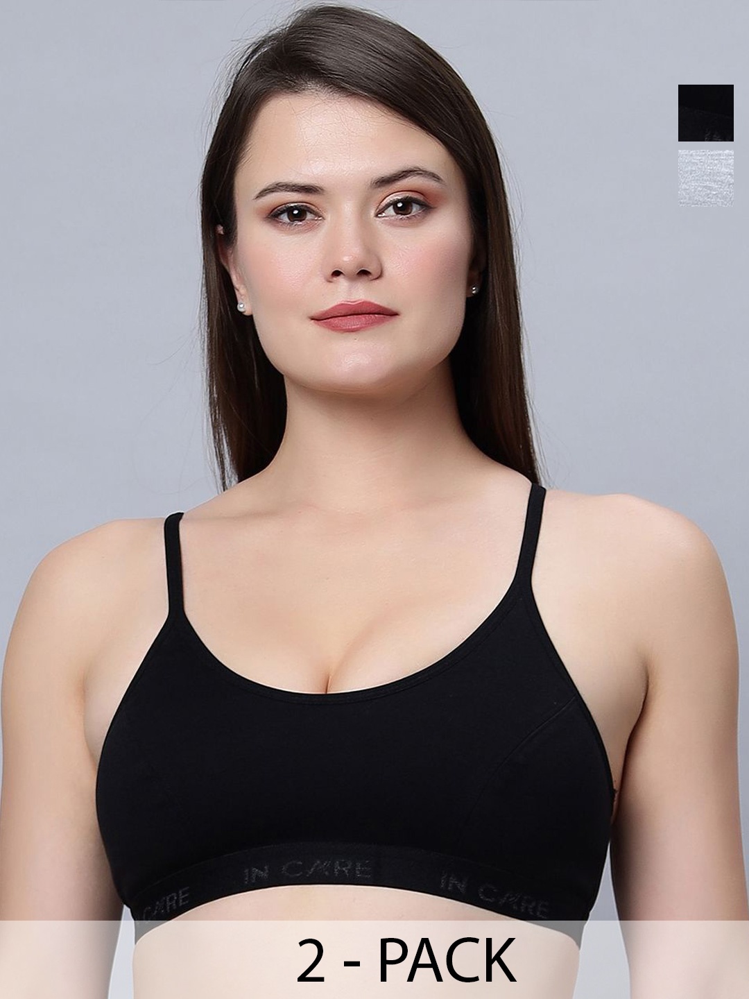 

In Care Pack Of 2 Full Coverage Workout Bra, Grey