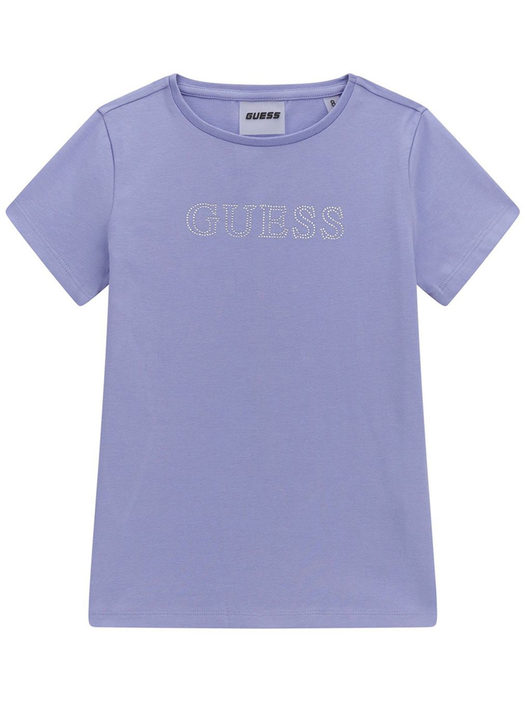 

GUESS kids Girls Typography Printed Round Neck Cotton T-shirt, Blue