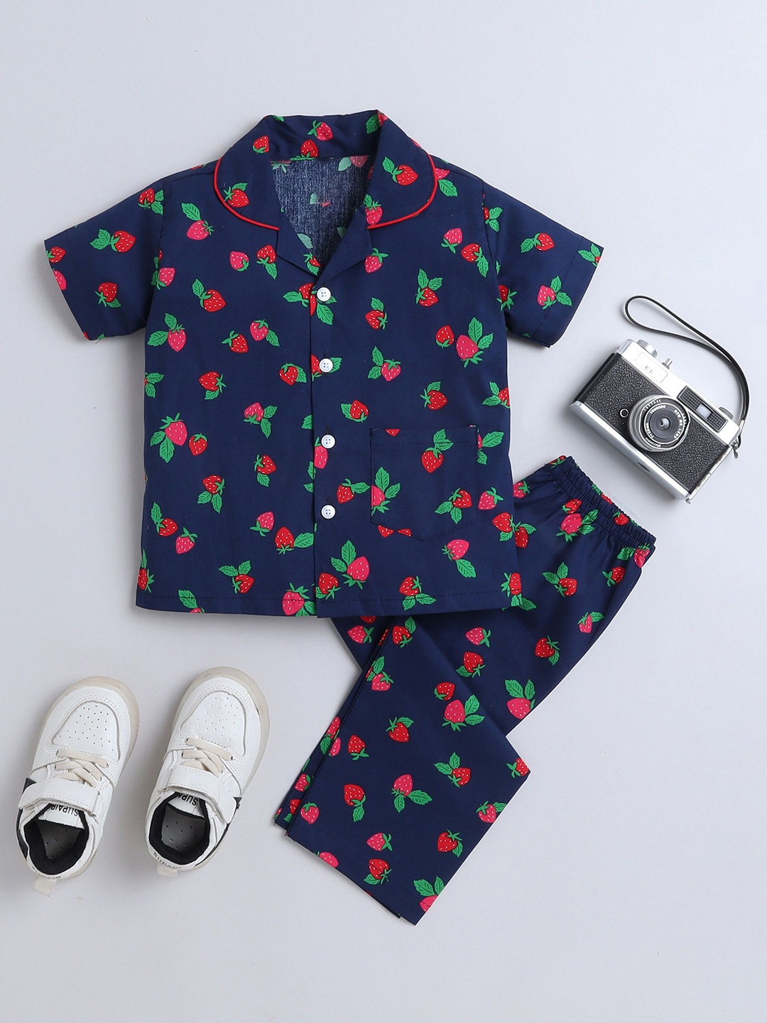 

The Magic Wand Boys Printed Night suit, Navy blue