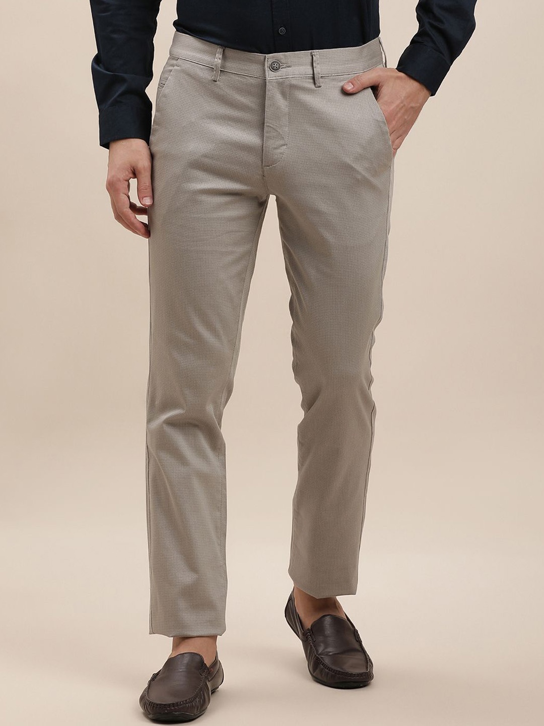 

Turtle Men Printed Relaxed Skinny Fit Chinos Regular Fit Trousers, Grey