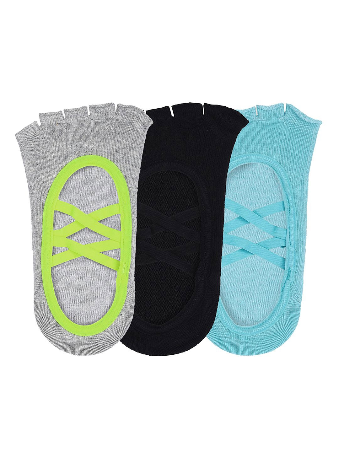 

Mint & Oak Women Pack Of 3 Pilates Socks, Blue