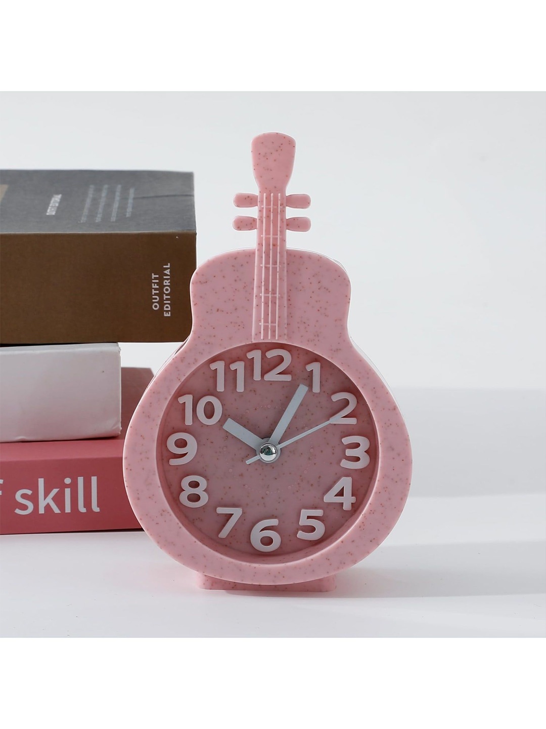 

Kuber Industries Pink & White Analogue Contemporary Guitar Alarm Clock
