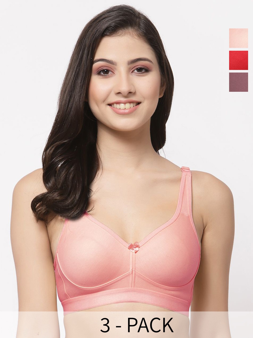 

College Girl Solid Full Coverage Lightly Padded Bra, Red