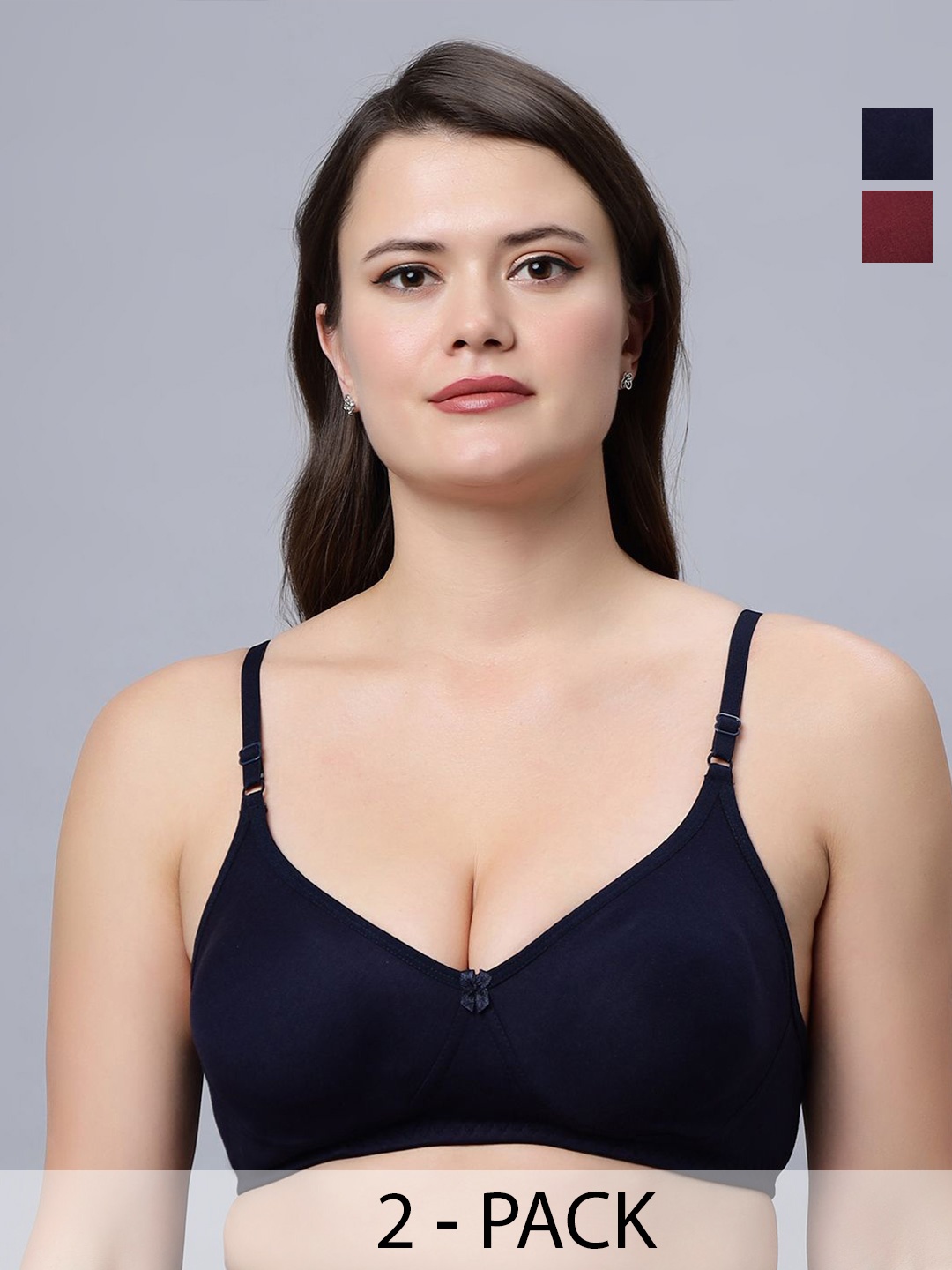 

In Care Pack Of 2 Cotton Medium Coverage T-shirt Bra, Navy blue