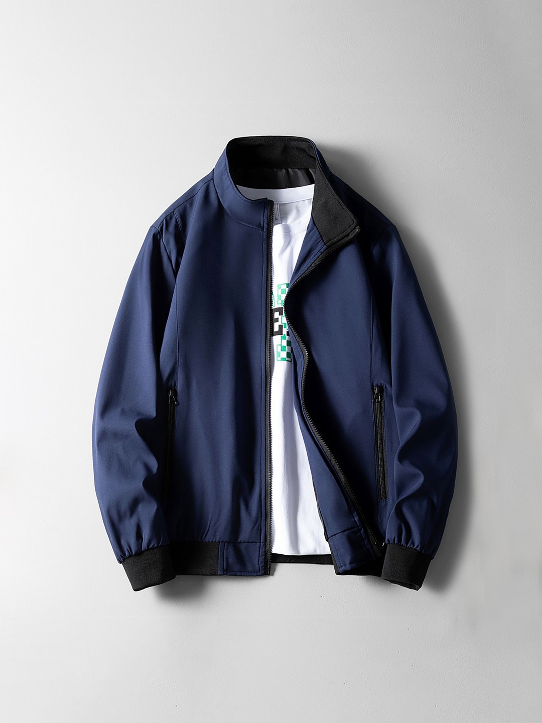 

StyleCast x Revolte Men Stand Collar Tailored Jacket, Blue