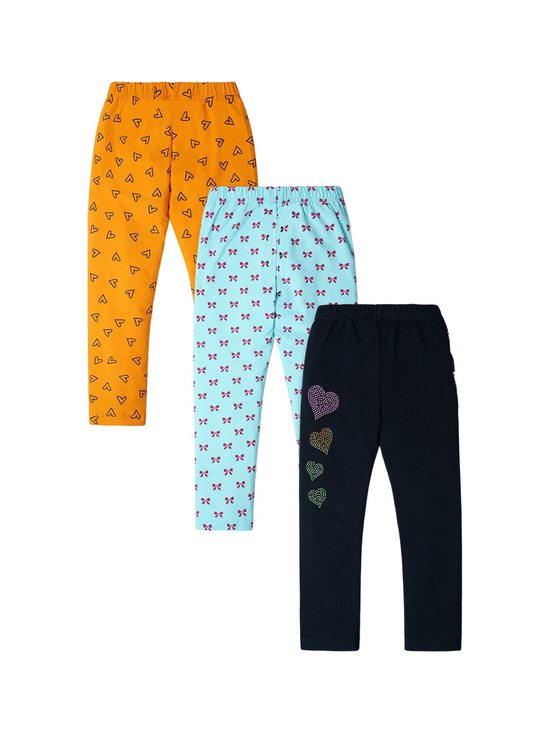 

Nino Togs Girls Pack Of 3 Printed Ankle-Length Leggings, Yellow