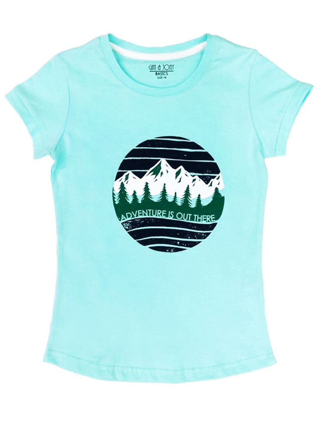 

Gini and Jony Girls Graphic Printed Round Neck Cotton T-Shirt, Blue
