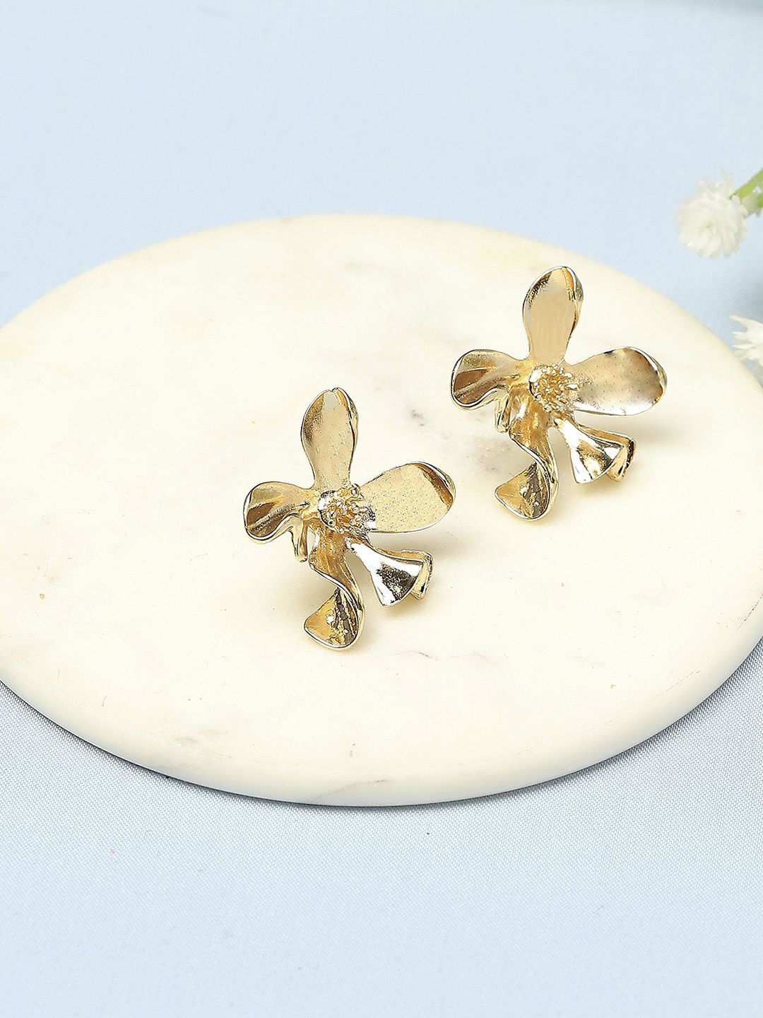

Biba Gold-Plated Stone Studded & Beaded Contemporary Studs
