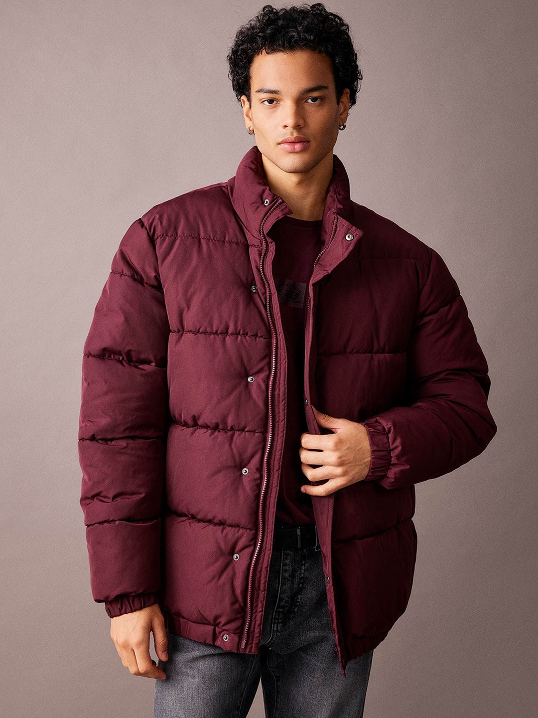 

DeFacto Men Puffer Jacket with Patchwork, Na