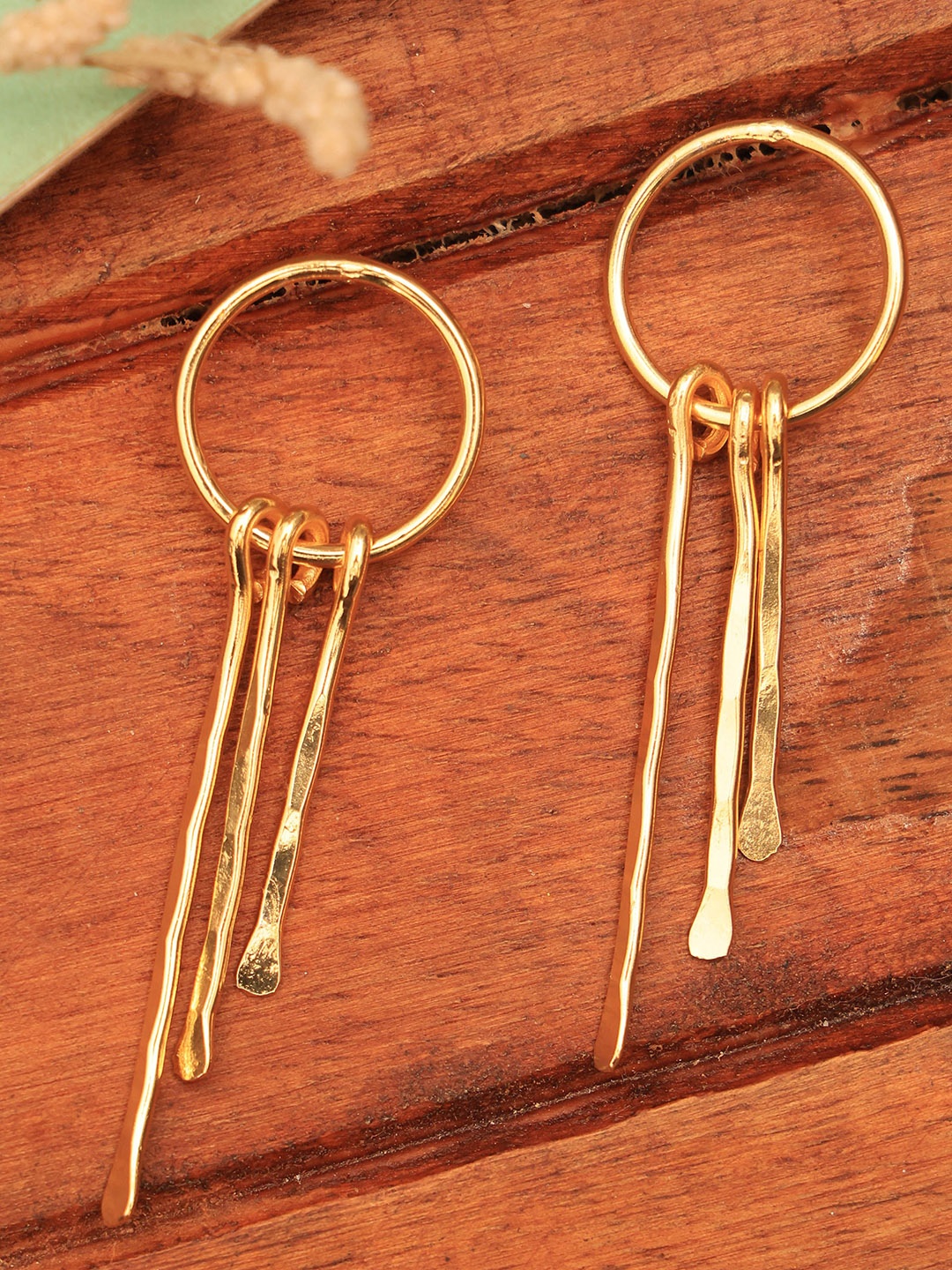 

ROYAL PITARAH Gold-Plated Contemporary Drop Earrings