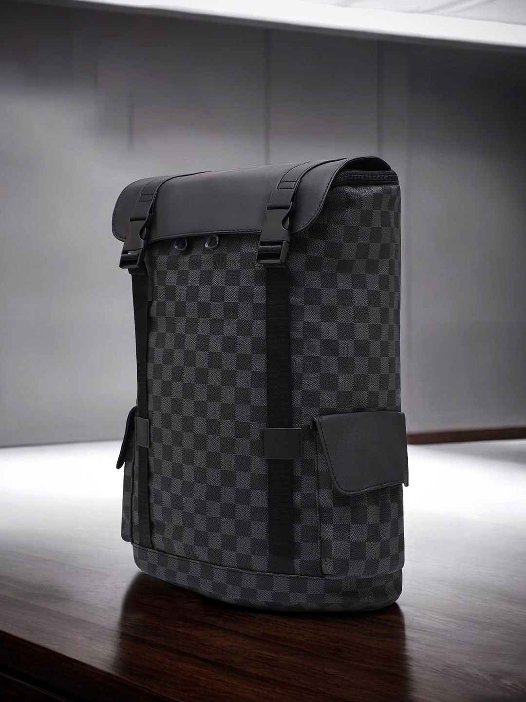 

French Accent Men Geometric Backpack, Black