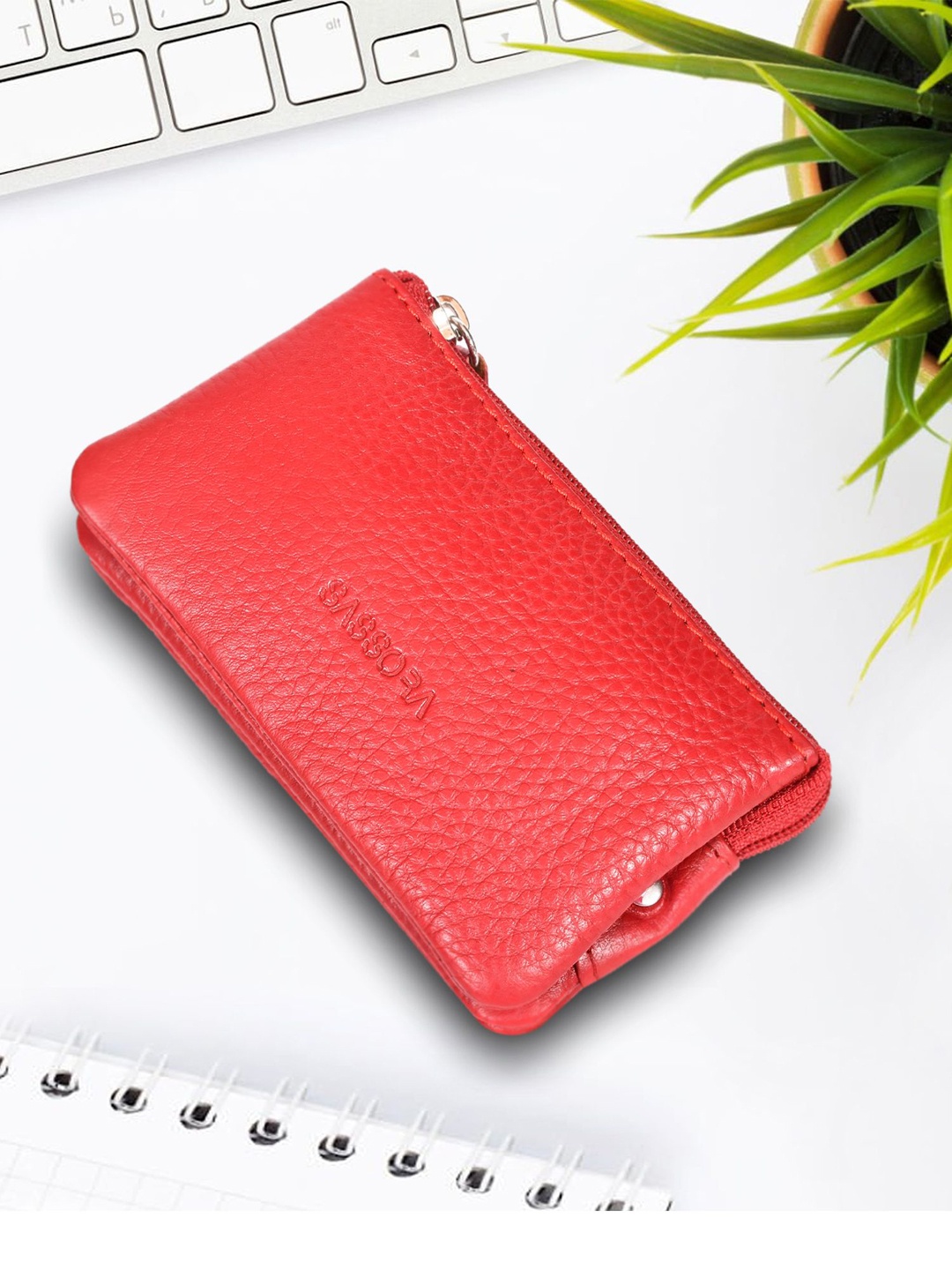 

Sassora Eco Friendly Textured Pouch Travel Accessory, Red