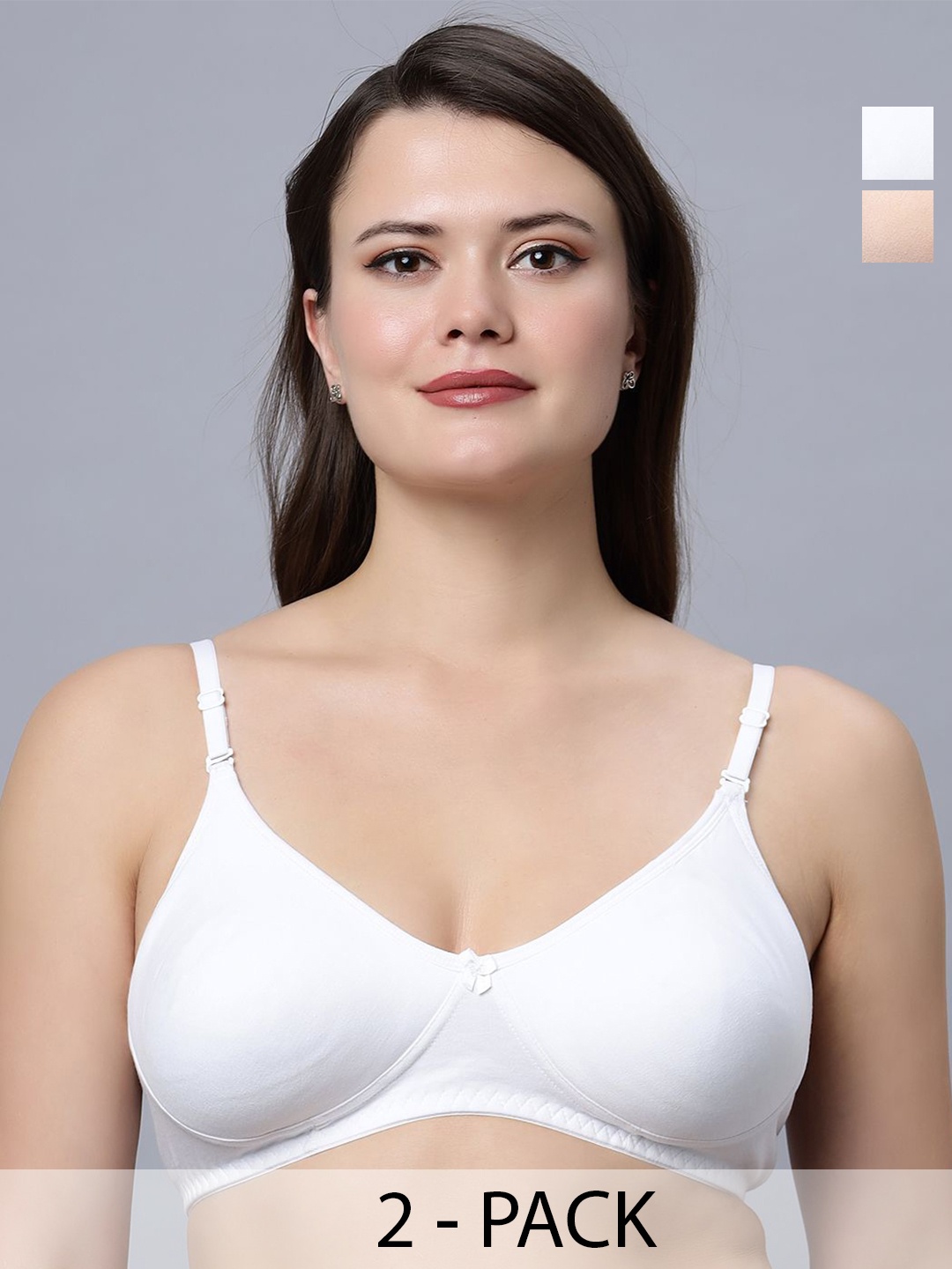 

In Care Pack Of 2 Pure Cotton Underwired Full Coverage T-shirt Bra, Beige