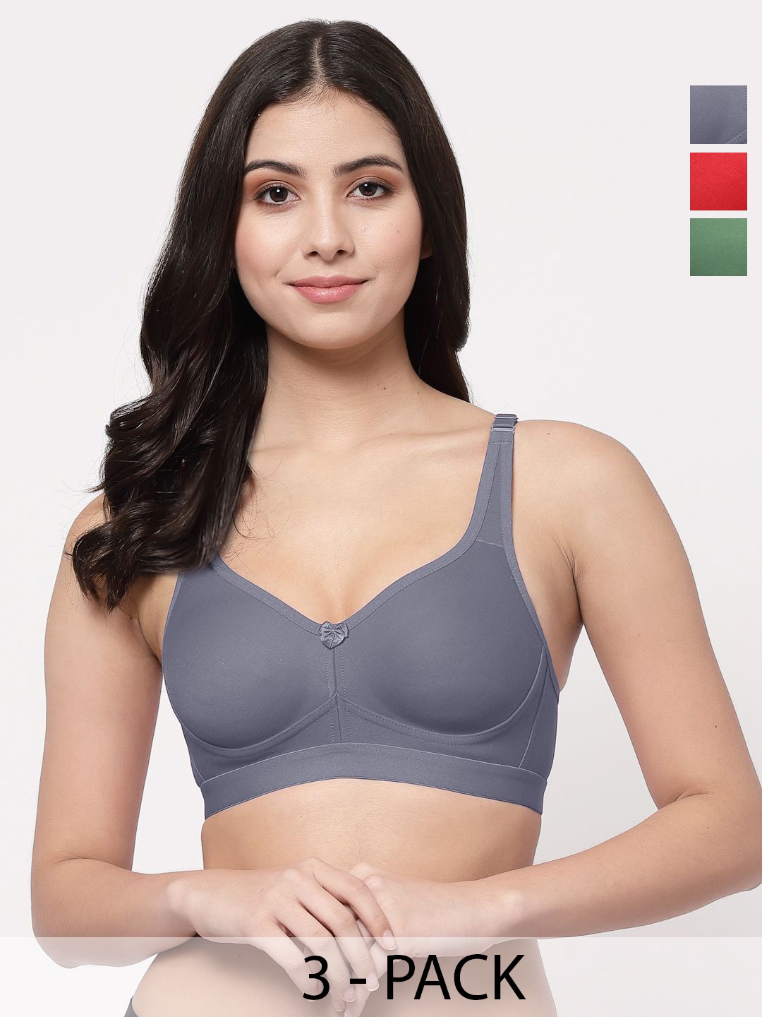 

College Girl Solid Full Coverage Lightly Padded Bra, Grey