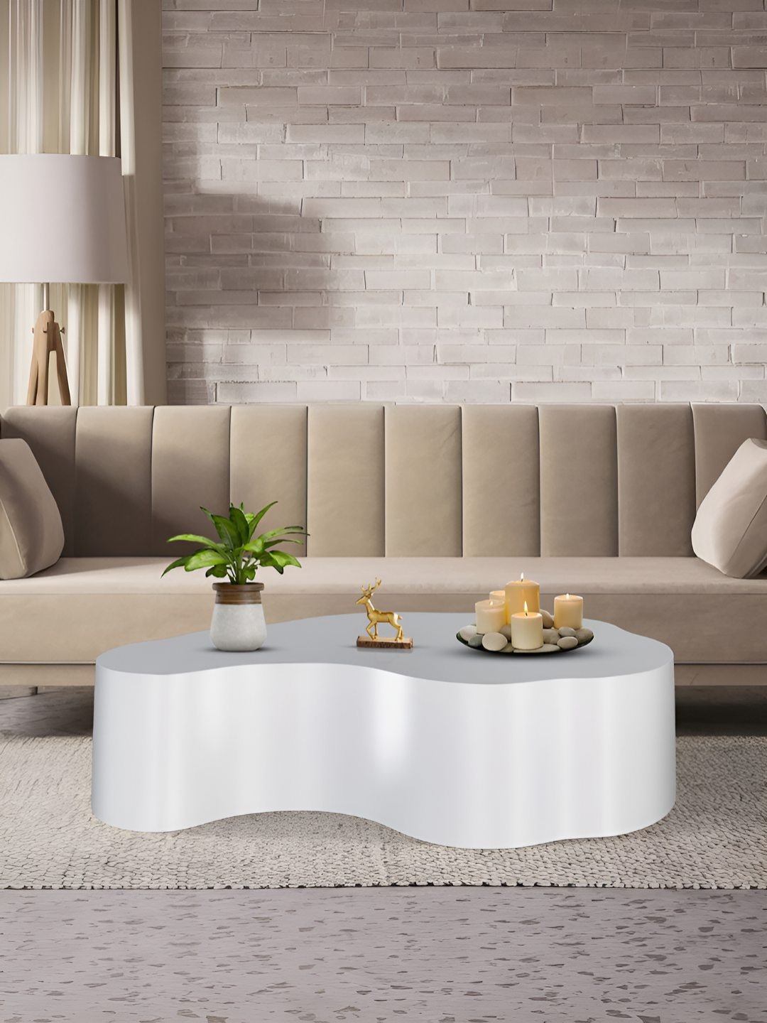 

Metalsmith Abstract Shaped Metal Coffee Table, White